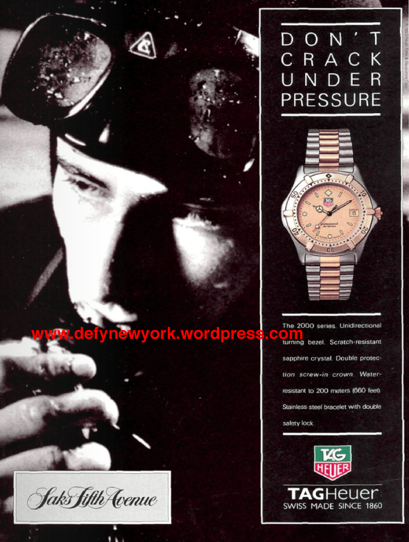 Tag Heuer 2000 Series Don t Crack Under Pressure 1993