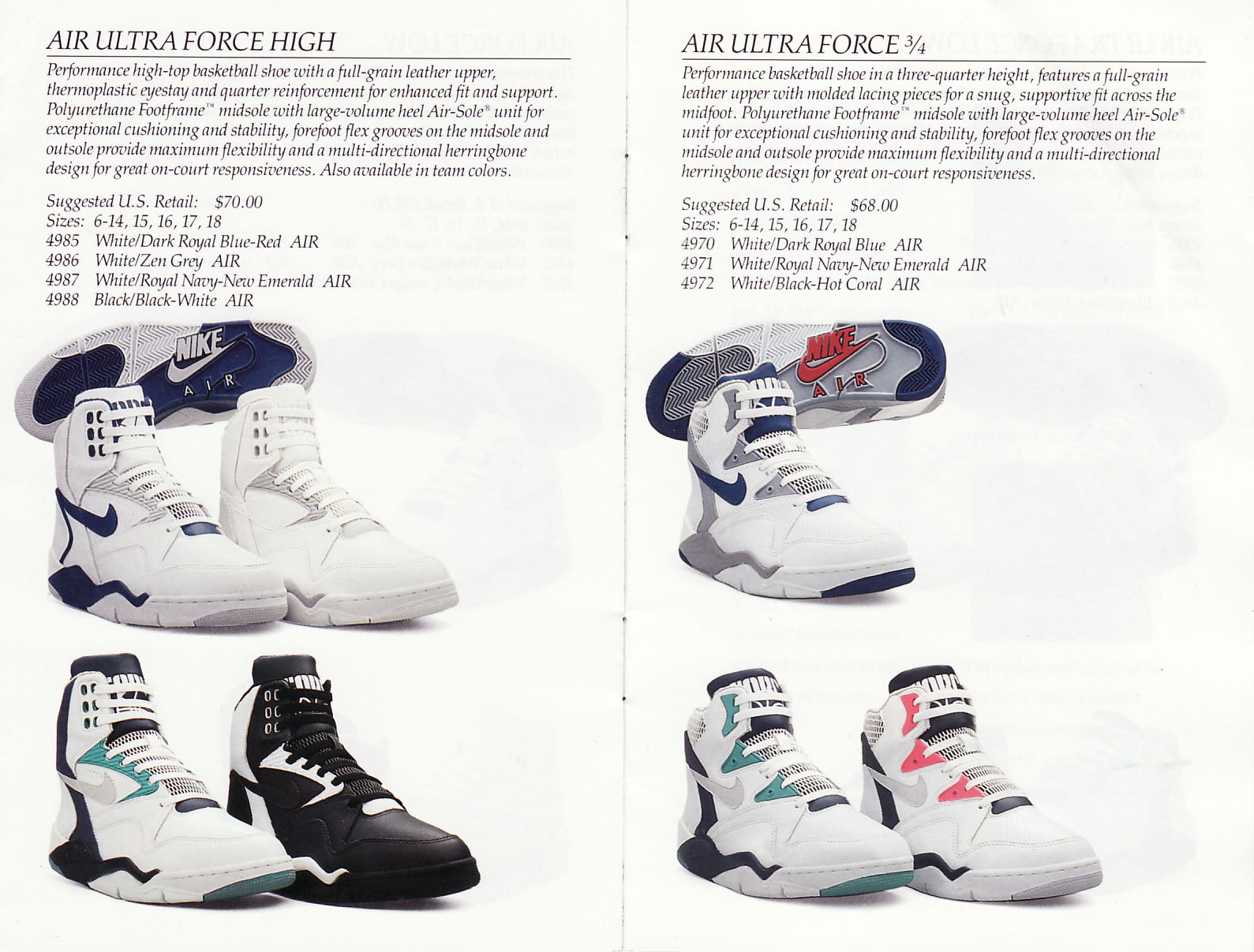 Nike Air Ultra Force High, 3/4, & Low 1990