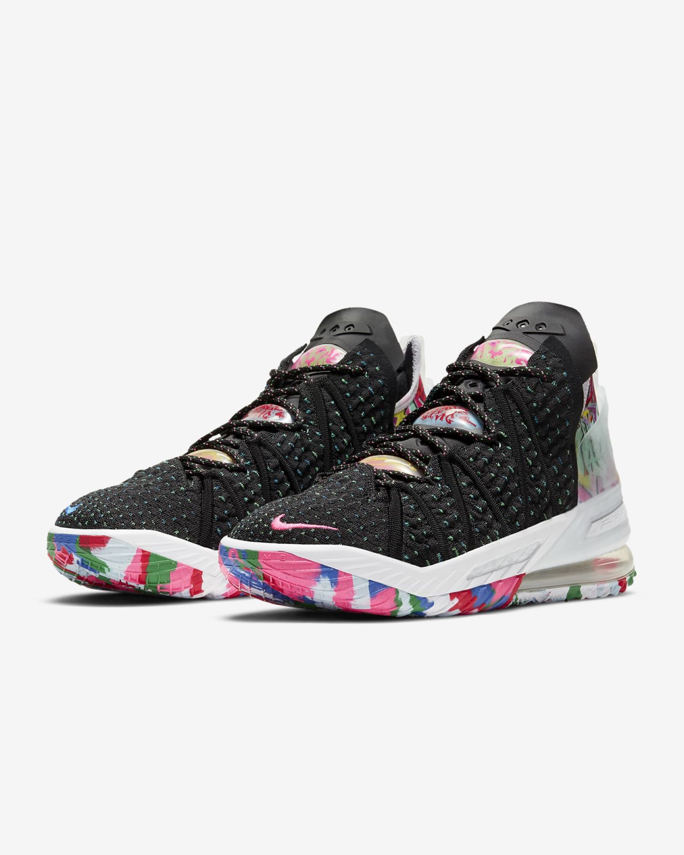 Nike Lebron 18 Black/Multi-Color/White Style: CQ9283-002 2020 Now Available